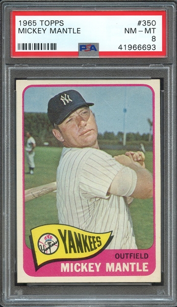 1965 TOPPS 350 MICKEY MANTLE PSA NM-MT 8