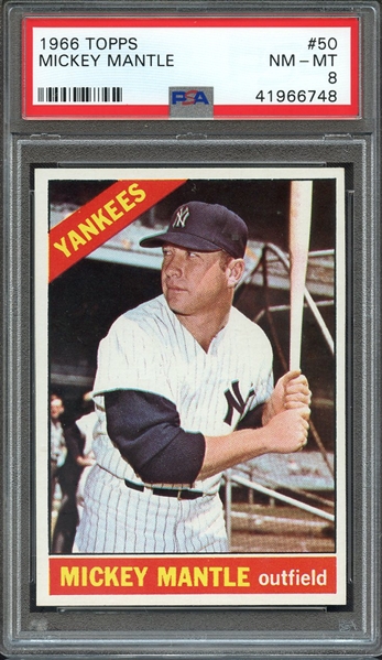 1966 TOPPS 50 MICKEY MANTLE PSA NM-MT 8