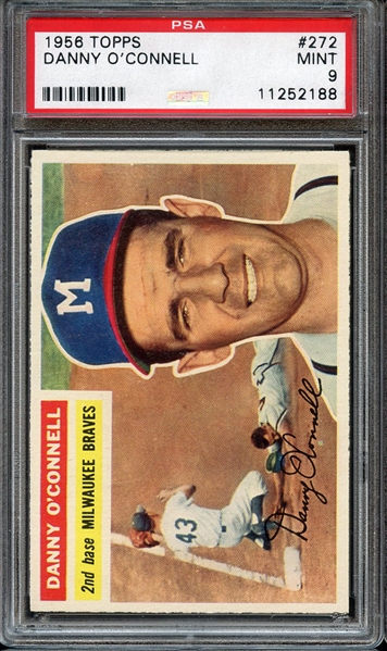 1956 TOPPS 272 DANNY O'CONNELL PSA MINT 9