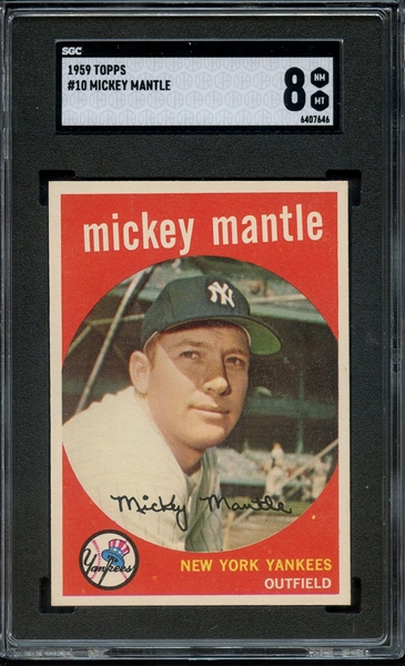1959 TOPPS 10 MICKEY MANTLE SGC NM-MT 8