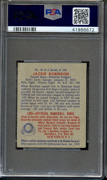1949 BOWMAN 50 JACKIE ROBINSON RC PSA EX+ 5.5