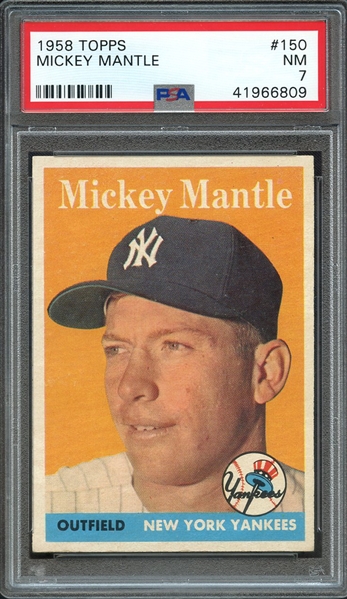 1958 TOPPS 150 MICKEY MANTLE PSA NM 7