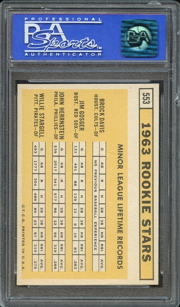 1963 TOPPS 553 WILLIE STARGELL RC PSA NM-MT 8
