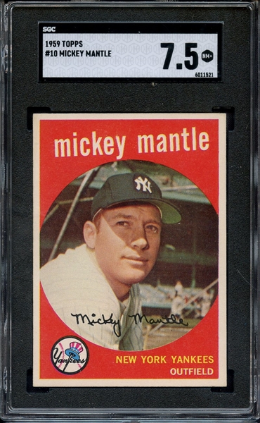 1959 TOPPS 10 MICKEY MANTLE SGC NM+ 7.5