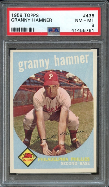 1959 TOPPS 436 GRANNY HAMNER PSA NM-MT 8