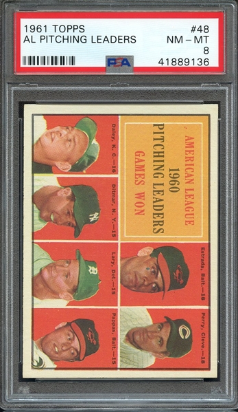 1961 TOPPS 48 AL PITCHING LEADERS PSA NM-MT 8