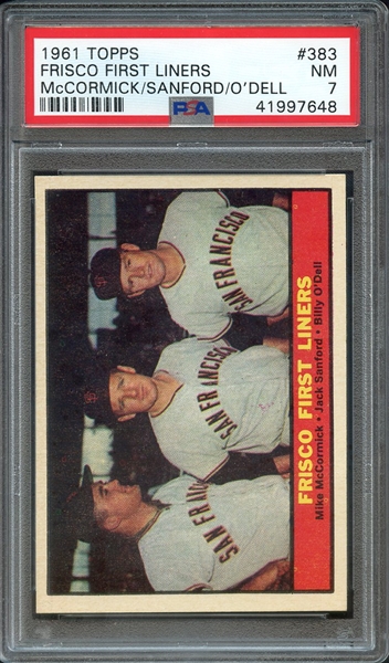 1961 TOPPS 383 FRISCO FIRST LINERS McCORMICK/SANFORD/O'DELL PSA NM 7
