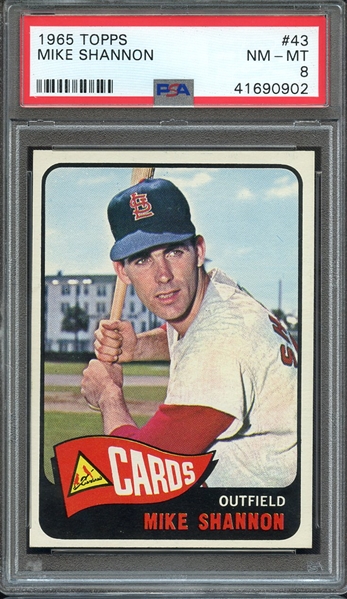 1965 TOPPS 43 MIKE SHANNON PSA NM-MT 8