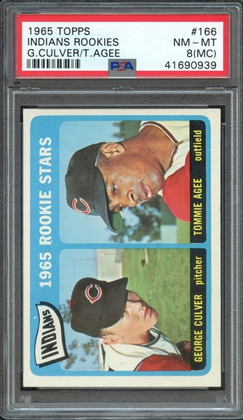 1965 TOPPS 166 INDIANS ROOKIES G.CULVER/T.AGEE PSA NM-MT 8 (MC)