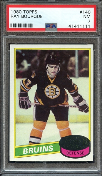 1980 TOPPS 140 RAY BOURQUE RC PSA NM 7