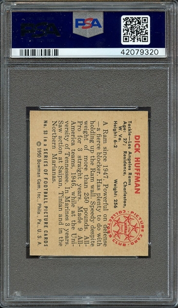 1950 BOWMAN 53 DICK HUFFMAN PSA GEM MT 10