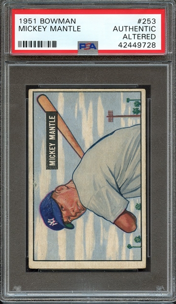 1951 BOWMAN 253 MICKEY MANTLE RC PSA AUTHENTIC ALTERED