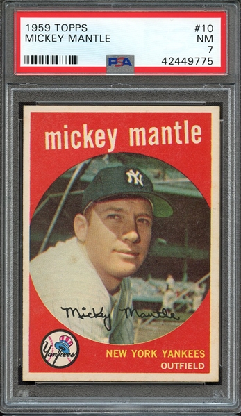 1959 TOPPS 10 MICKEY MANTLE PSA NM 7