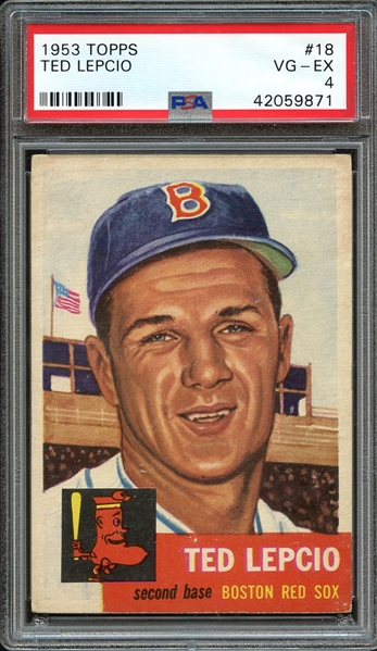 1953 TOPPS 18 TED LEPCIO PSA VG-EX 4