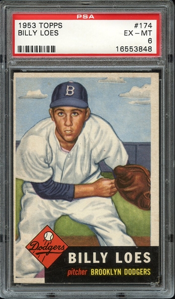 1953 TOPPS 174 BILLY LOES PSA EX-MT 6