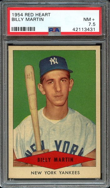 1954 RED HEART BILLY MARTIN PSA NM+ 7.5