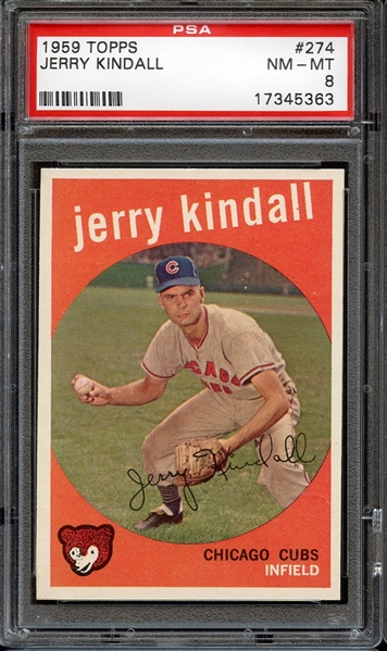 1959 TOPPS 274 JERRY KINDALL PSA NM-MT 8