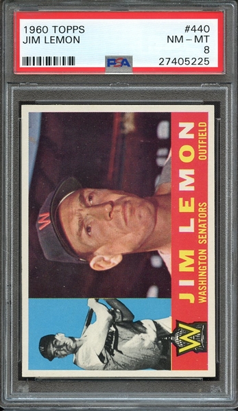 1960 TOPPS 440 JIM LEMON PSA NM-MT 8
