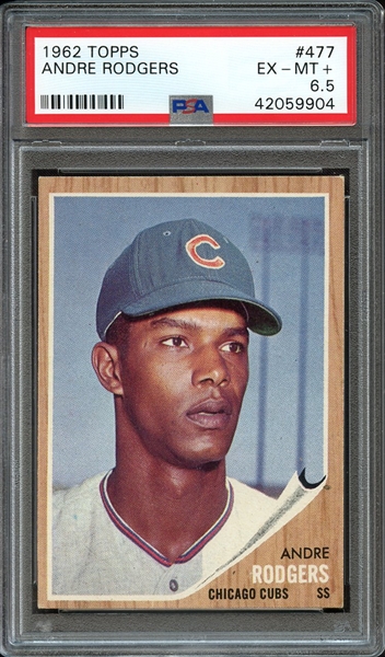 1962 TOPPS 477 ANDRE RODGERS PSA EX-MT+ 6.5