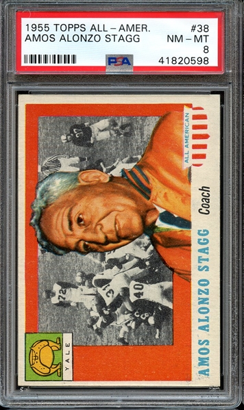 1955 TOPPS ALL-AMER. 38 AMOS ALONZO STAGG PSA NM-MT 8