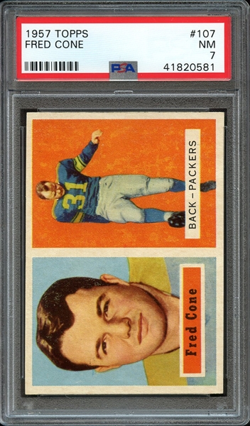 1957 TOPPS 107 FRED CONE PSA NM 7