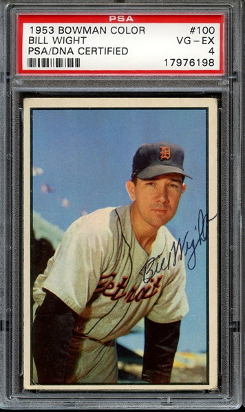 BILL WIGHT SIGNED 1953 BOWMAN COLOR PSA/DNA