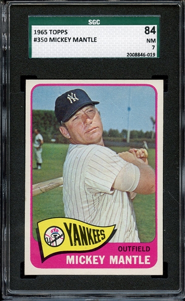 1965 TOPPS 350 MICKEY MANTLE SGC NM 84 / 7