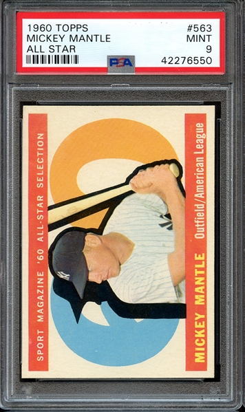 1960 TOPPS 563 MICKEY MANTLE ALL STAR PSA MINT 9