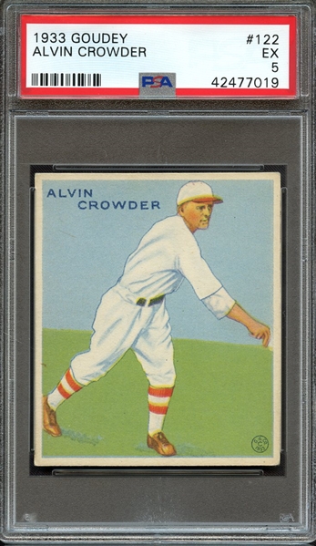 1933 GOUDEY 122 ALVIN CROWDER PSA EX 5