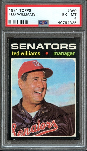 1971 TOPPS 380 TED WILLIAMS PSA EX-MT 6