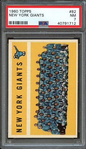 1960 TOPPS 82 NEW YORK GIANTS PSA NM 7