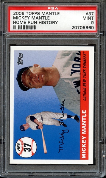 2006 TOPPS MANTLE HOME RUN HISTORY 37 MICKEY MANTLE HOME RUN HISTORY PSA MINT 9
