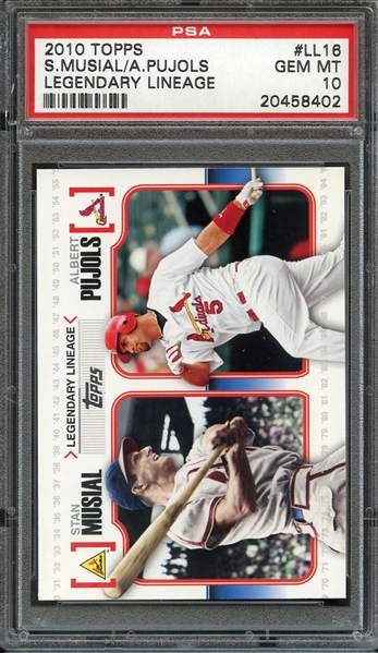 2010 TOPPS LEGENDARY LINEAGE LL16 S.MUSIAL/A.PUJOLS LEGENDARY LINEAGE PSA GEM MT 10