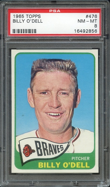 1965 TOPPS 476 BILLY O'DELL PSA NM-MT 8