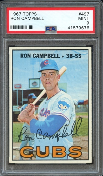 1967 TOPPS 497 RON CAMPBELL PSA MINT 9