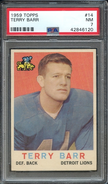 1959 TOPPS 14 TERRY BARR PSA NM 7