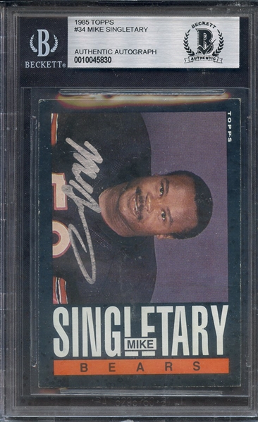 MIKE SINGLETARY SIGNED 1985 TOPPS BGS AUTHENTIC