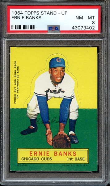 1964 TOPPS STAND-UP ERNIE BANKS PSA NM-MT 8