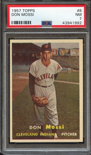 1957 TOPPS 8 DON MOSSI PSA NM 7