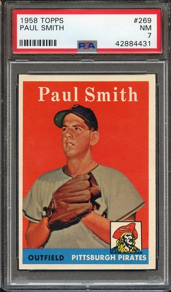 1958 TOPPS 269 PAUL SMITH PSA NM 7
