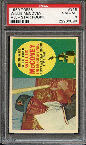 1960 TOPPS 316 WILLIE McCOVEY RC PSA NM-MT 8