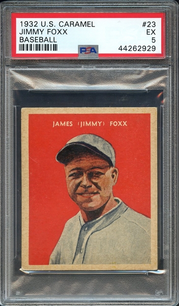 1932 U.S. CARAMEL 23 JIMMY FOXX BASEBALL PSA EX 5