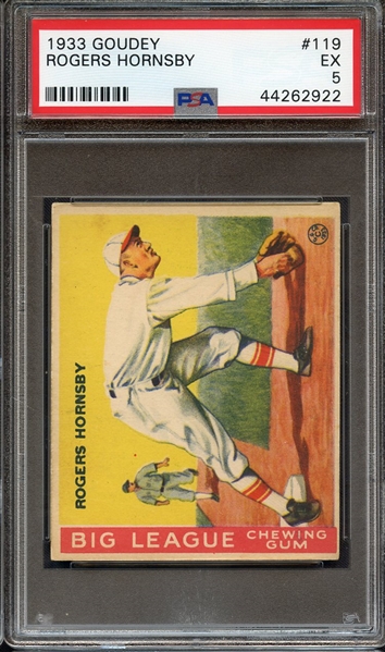 1933 GOUDEY 119 ROGERS HORNSBY PSA EX 5