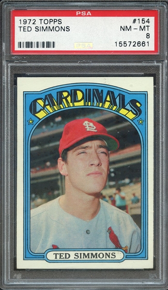 1972 TOPPS 154 TED SIMMONS PSA NM-MT 8