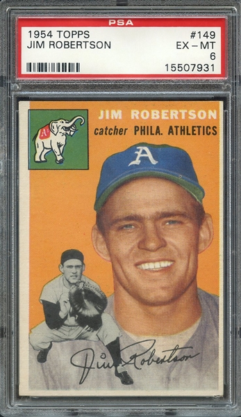 1954 TOPPS 149 JIM ROBERTSON PSA EX-MT 6