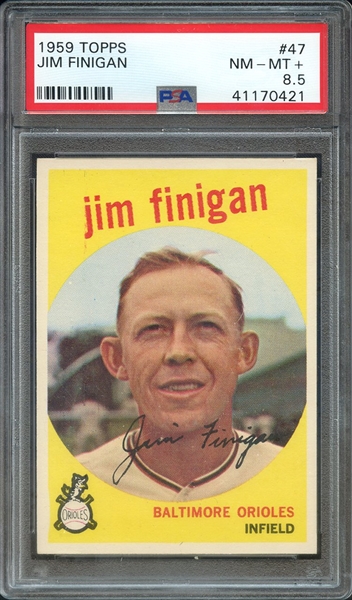 1959 TOPPS 47 JIM FINIGAN PSA NM-MT+ 8.5