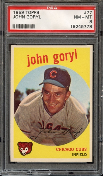 1959 TOPPS 77 JOHN GORYL PSA NM-MT 8