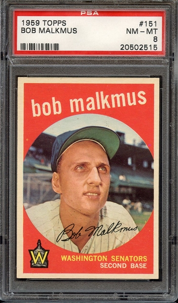 1959 TOPPS 151 BOB MALKMUS PSA NM-MT 8