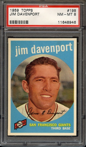 1959 TOPPS 198 JIM DAVENPORT PSA NM-MT 8