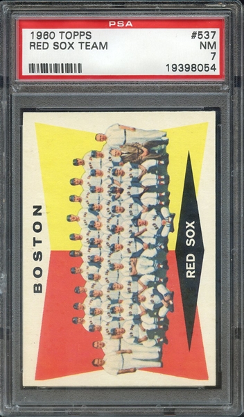 1960 TOPPS 537 RED SOX TEAM PSA NM 7